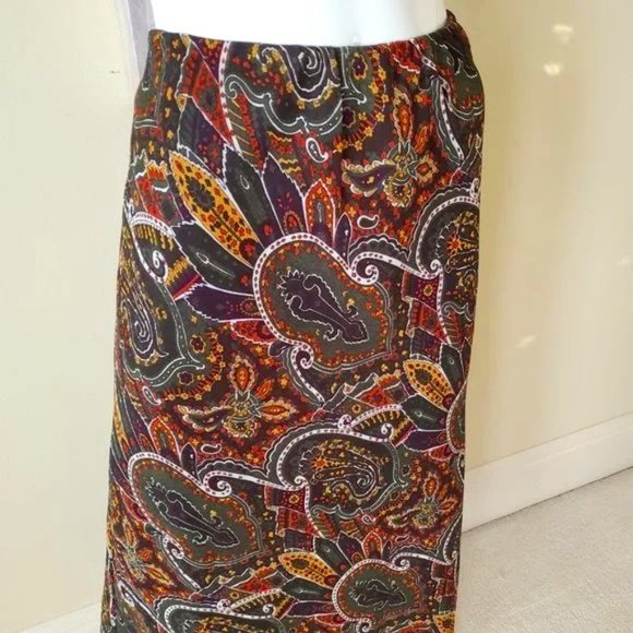 Cato Paisley Print Wavy Hem Maxi Skirt SZ L - Picture 3 of 9